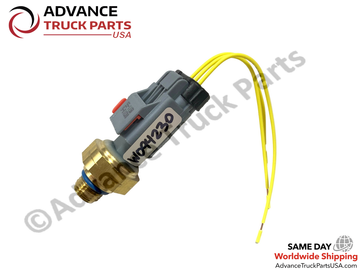 Cummins exhaust gas pressure sensor assembled with the W094230 pigtail wiring harness and yellow leads