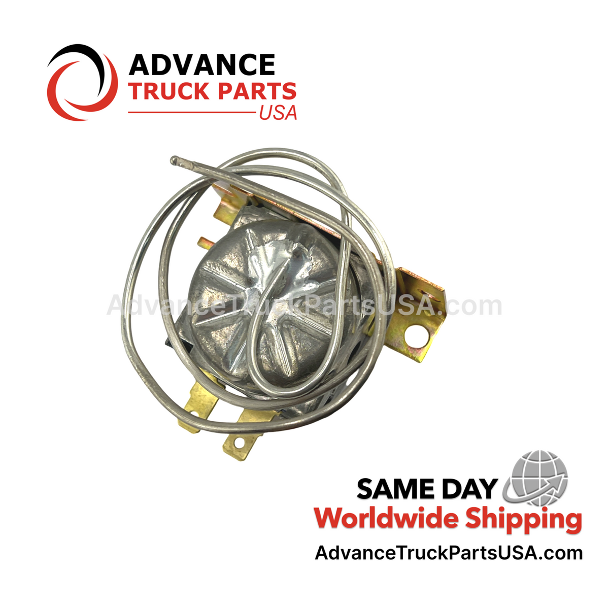 Advance Truck Parts USA Freightliner AC thermostat switch displaying an overhead studio view highlighting the coiled capillary tube