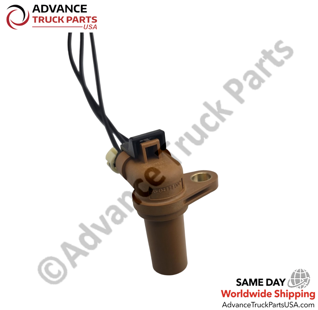 Advance Truck Parts USA branded studio perspective displaying the replacement output shaft speed sensor highlighting the mounting eyelet and connector housing