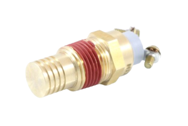 Advance Truck Parts USA Index 993607 205 deg F thermal control fan switch featuring brass housing and screw terminals on a plain background