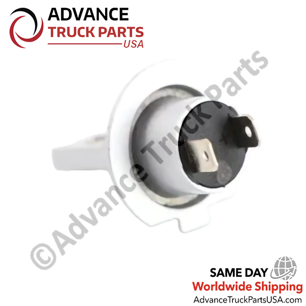Advance Truck Parts USA Fan-less H7 LED headlight bulb displaying the waterproof base and electrical terminal prongs