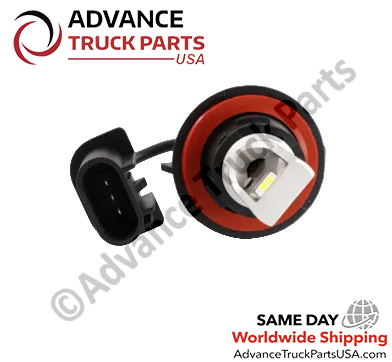 Advance Truck Parts USA H13 HL fan-less LED headlight bulb showing a front-angle perspective of the LED diode face and base seal
