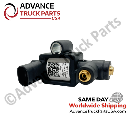 Advance Truck Parts USA branded studio rear horizontal view displaying the body structure and pneumatic ports of the solenoid valve