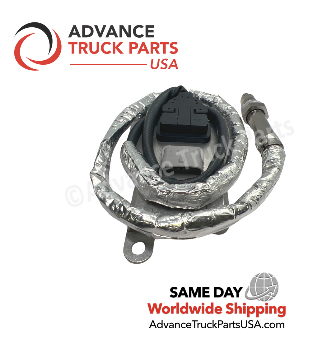 Advance Truck Parts USA Cummins NOx sensor highlighting the coiled wiring harness and connector layout