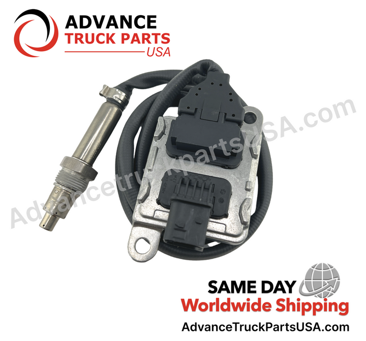 Advance Truck Parts USA coiled harness assembly perspective showing electronic control unit mounting bracket and exhaust sensor probe interface