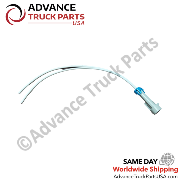 Advance Truck Parts USA 2-pin pigtail connector highlighting an alternative angle of the connector body and wire extensions