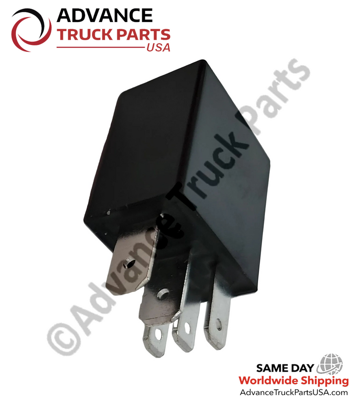 Advance Truck Parts USA Song Chuan micro relay showing a clean studio perspective highlighting the 5 metal blade terminals on a plain white background