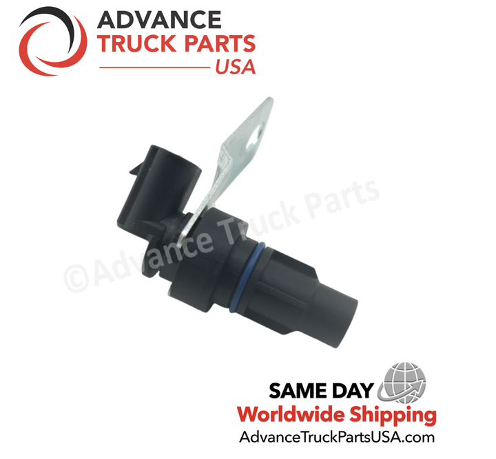 Advance Truck Parts USA Allison transmission speed sensor displaying a studio view of the sensor housing and metal mounting flange