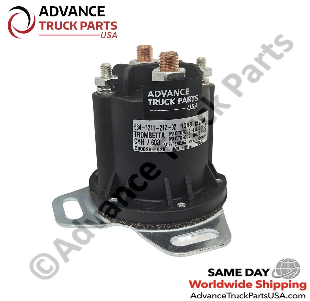 Advance Truck Parts USA branded studio side profile view of the Genuine Trombetta 150A intermittent relay