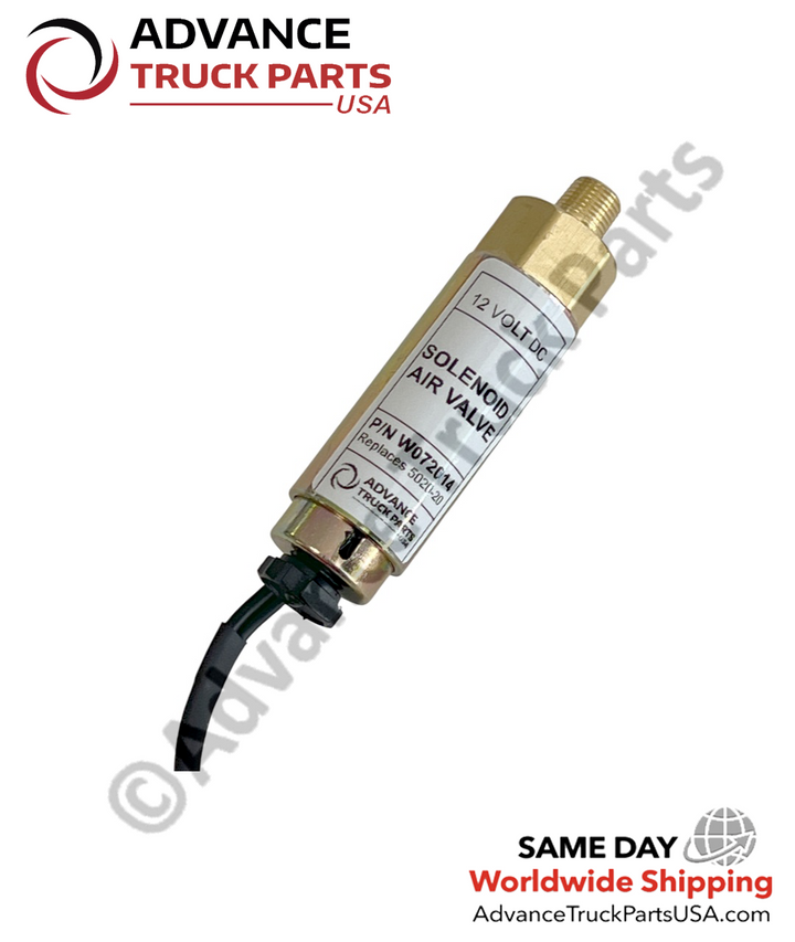Advance Truck Parts USA Studio view of the W072014 extreme condition air solenoid valve with wire pigtail