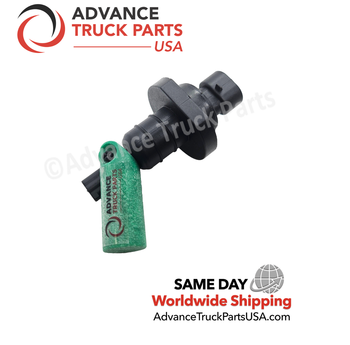 Advance Truck Parts USA International washer fluid low level sensor displaying a close-up view of the branded green float