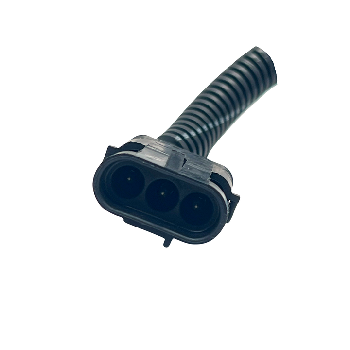 Advance Truck Parts USA branded close-up studio perspective highlighting the Weather-Pack connector shroud and internal terminal pin arrangement of the dual thermal switch