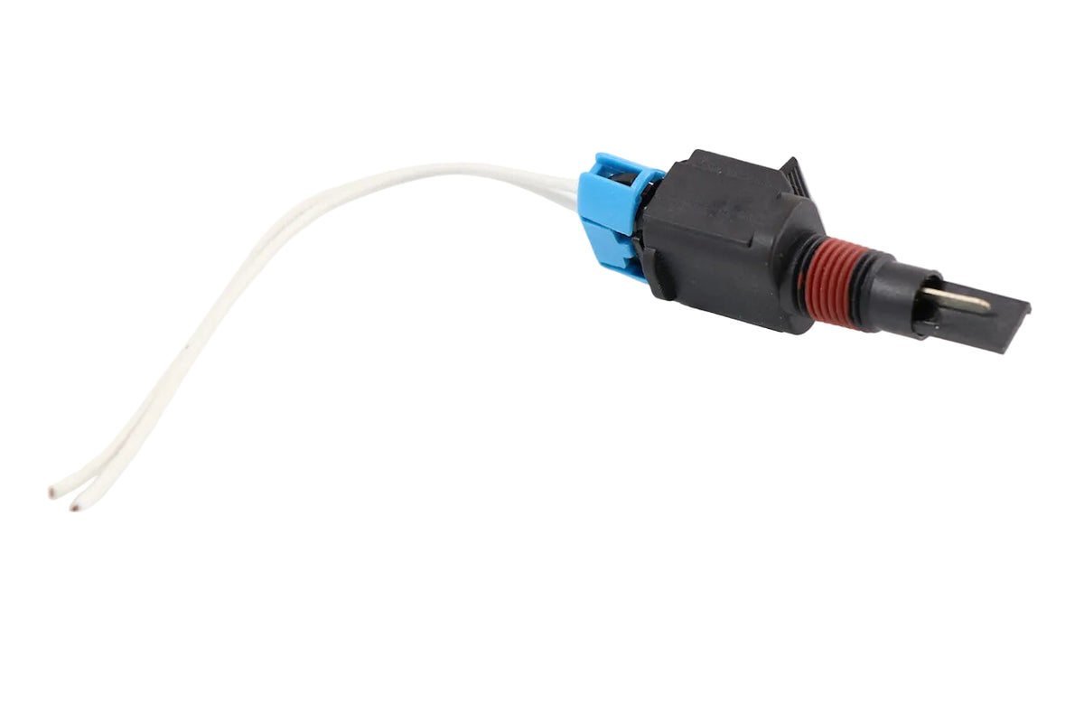 Advance Truck Parts USA CAS-700670 engine coolant level sensor featuring 1/4-inch NPT threaded base with O-ring, probe tip, blue-locked connector housing, and attached dual-wire pigtail lead