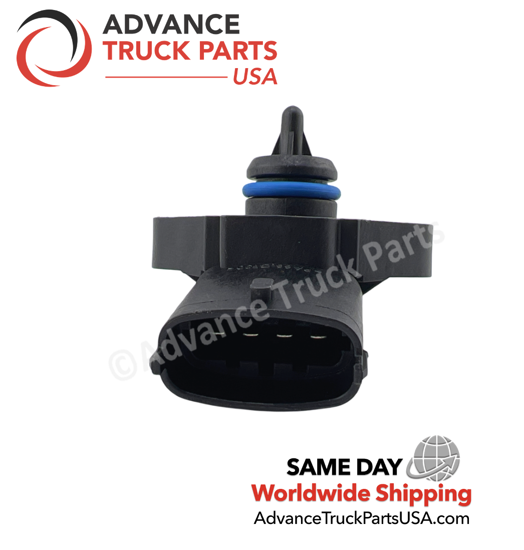 Advance Truck Parts USA branded studio horizontal view showcasing the 4-pin connector housing and top-mounted probe profile for Case New Holland equipment