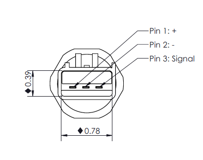 Advance Truck Parts USA Cummins pressure sensor pinout schematic showing Pin 1 (+), Pin 2 (-), and Pin 3 (Signal)