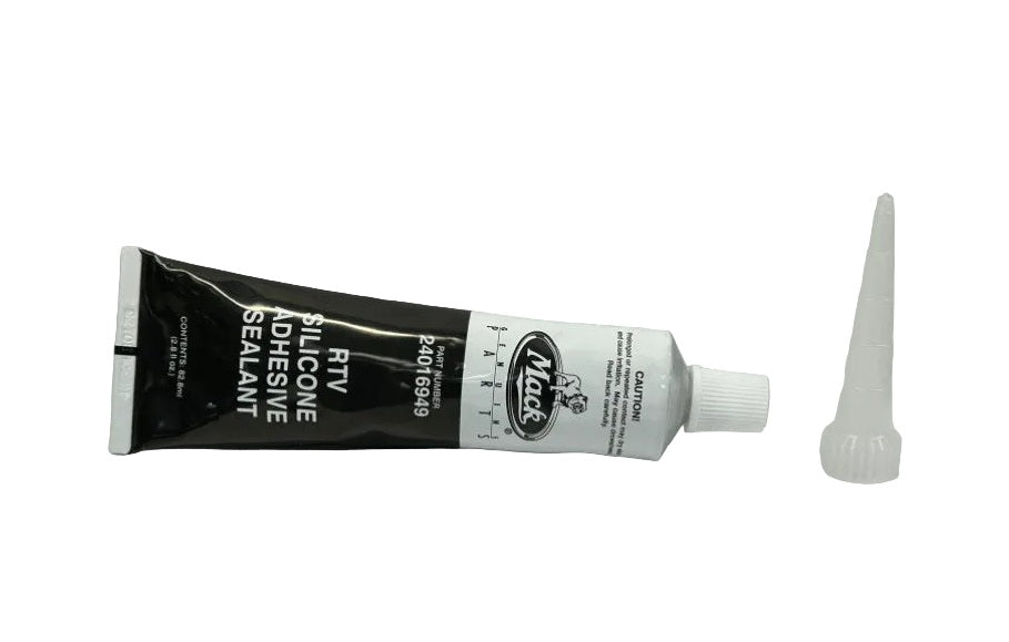 Advance Truck Parts USA Horizontal view of the Mack 342SX33 RTV silicone adhesive sealant and nozzle tip