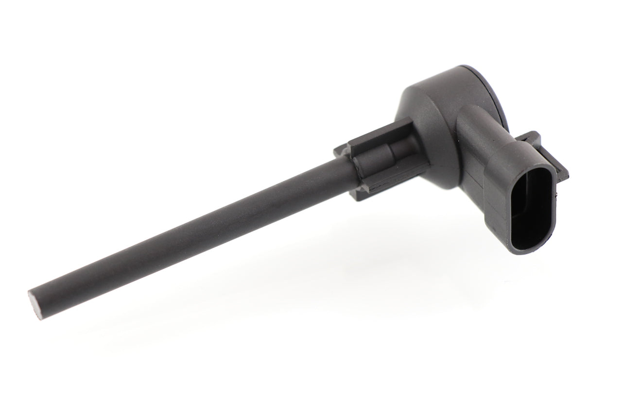 Advance Truck Parts USA N9267001 Peterbilt coolant level sensor showing a clean studio view of the black plastic housing, probe tip, and oval connector on a plain white background