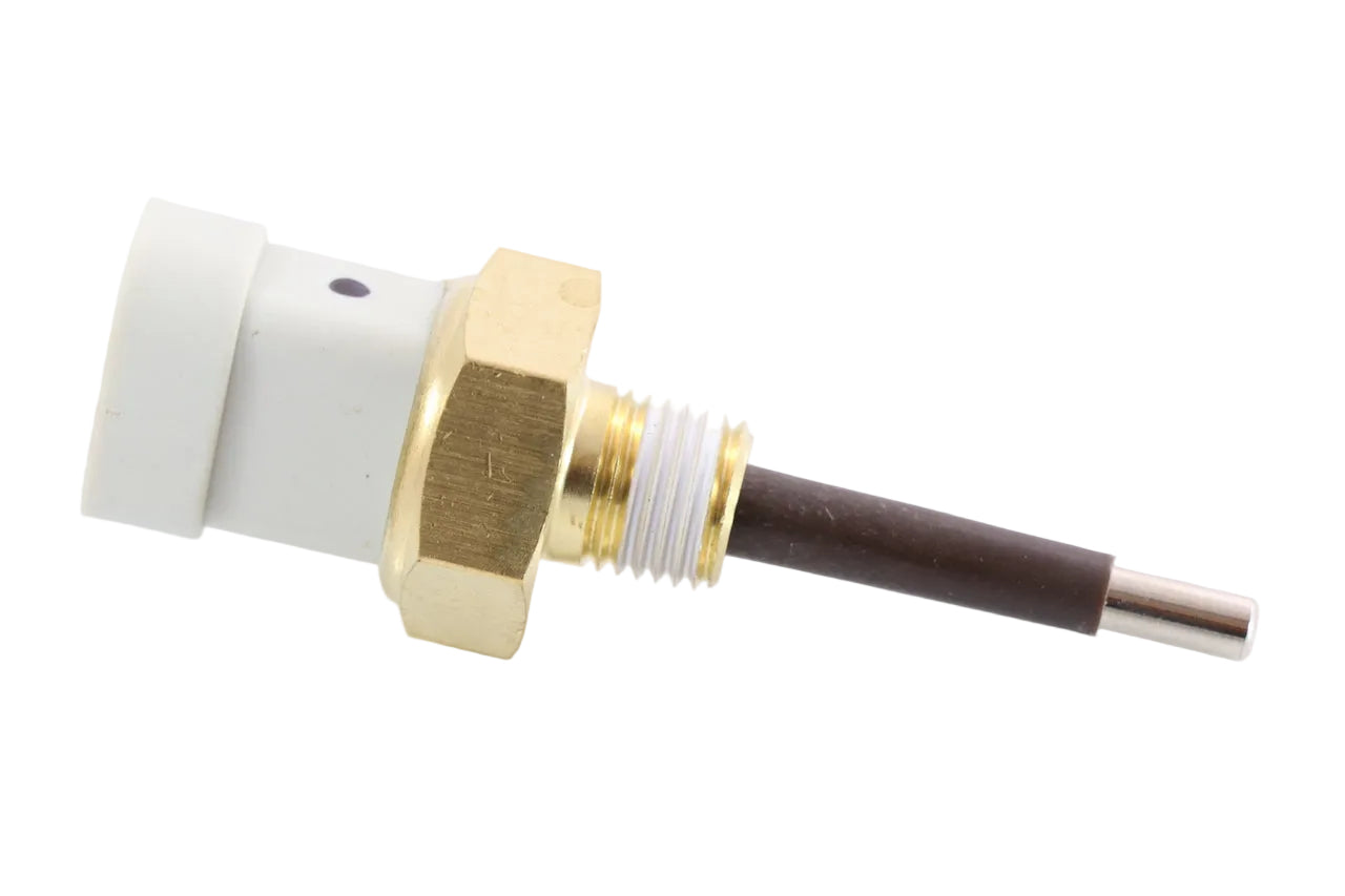 Advance Truck Parts USA Q21-6024S Kenworth Peterbilt engine coolant level sensor showing a close-up studio perspective of the brass threaded fitting and probe