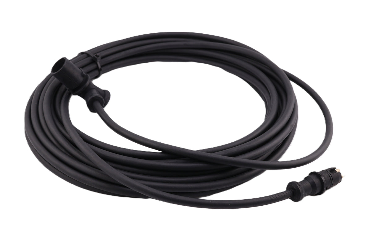 Advance Truck Parts USA S4497110650 21.3-foot ABS sensor cable showcasing the thick black coiled wiring, male 2-pin DIN connector, and female receptacle plug