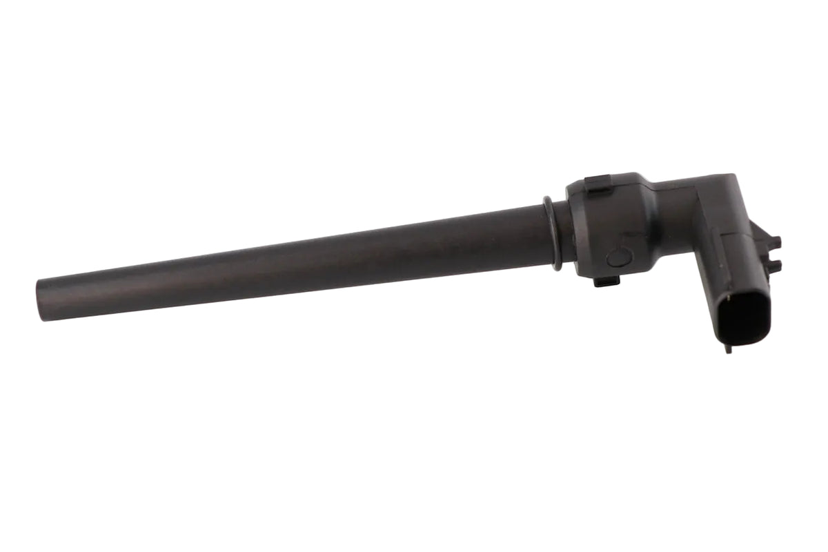 Advance Truck Parts USA W031031 Detroit Diesel DD15 coolant level sensor showing a clean studio view of the 6.50-inch black plastic probe and 2-pin connector 