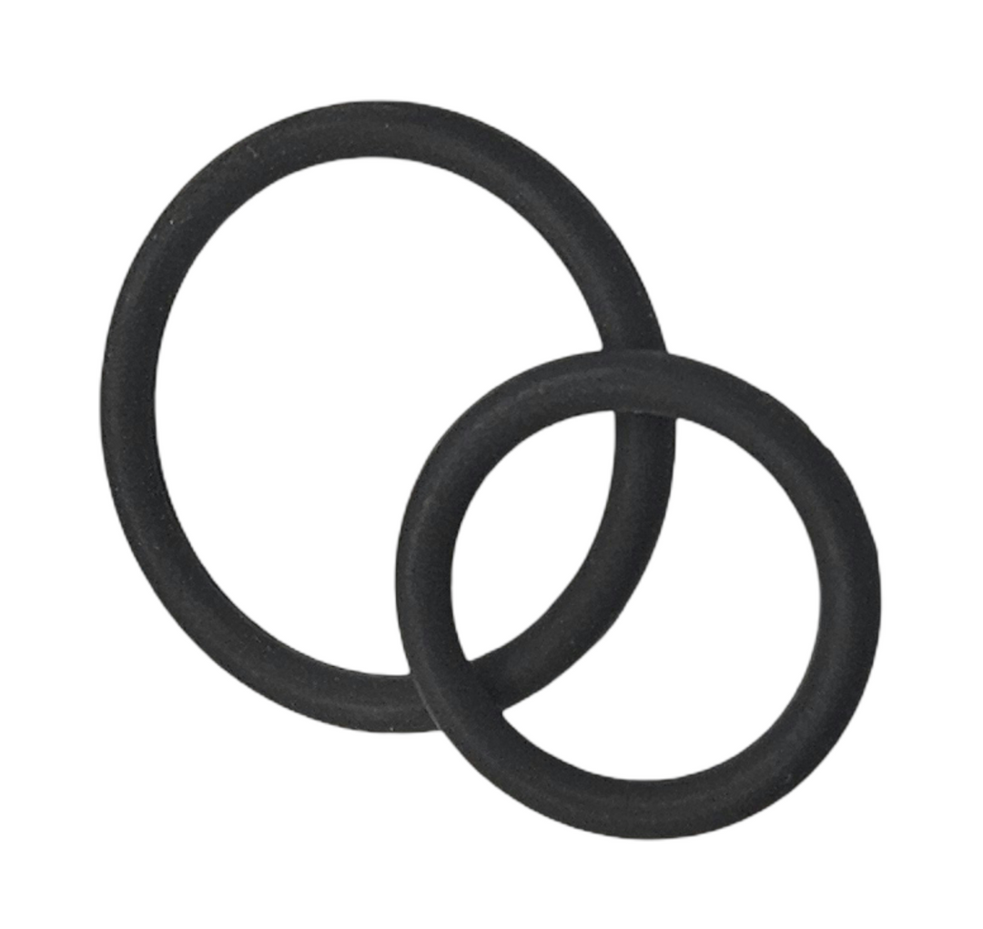 Advance Truck Parts USA W072814 Jake Brake solenoid valve seal kit showing a close-up studio perspective of the two black rubber O-ring seals