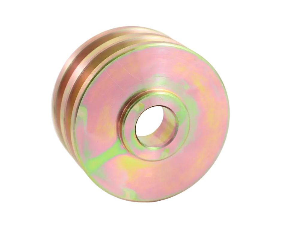 Advance Truck Parts USA WAP1101 2-groove standard alternator pulley showing a clean studio perspective of the dual-groove cold-rolled steel design and center bore