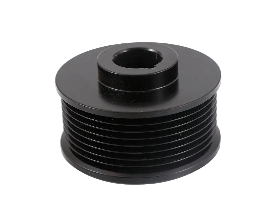 Advance Truck Parts USA WAP7750 cold-rolled steel machined serpentine pulley featuring 76mm rib outer diameter, 8 grooves, and keyed 22.23mm bore