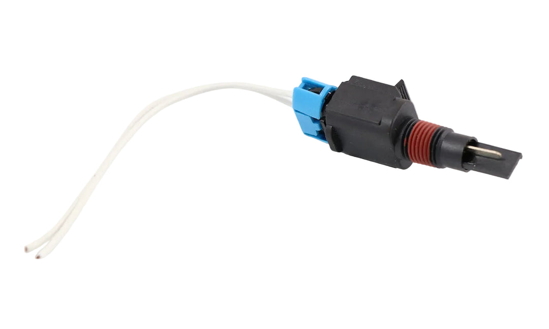 Advance Truck Parts USA XC4Z-10D968-AA Ford engine coolant level sensor showing a clean studio perspective of the black plastic housing, red thread seal, and probe tip