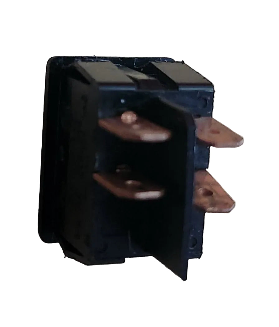 Advance Truck Parts USA 082573 Generac momentary switch showing a clean studio view of the black rocker housing and four copper blade terminals 