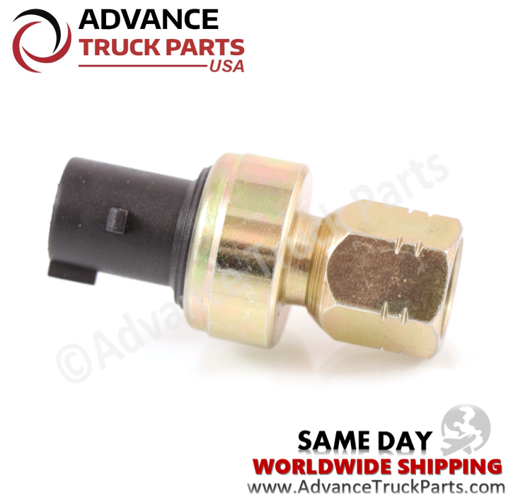 Advance Truck Parts USA 1676786C1 low pressure switch showing the brass body and electrical connector