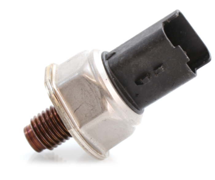 Advance Truck Parts USA 1873400C92 Ford fuel pressure sensor showing a clean studio perspective of the threaded metal fitting, hex nut body, and electrical connector