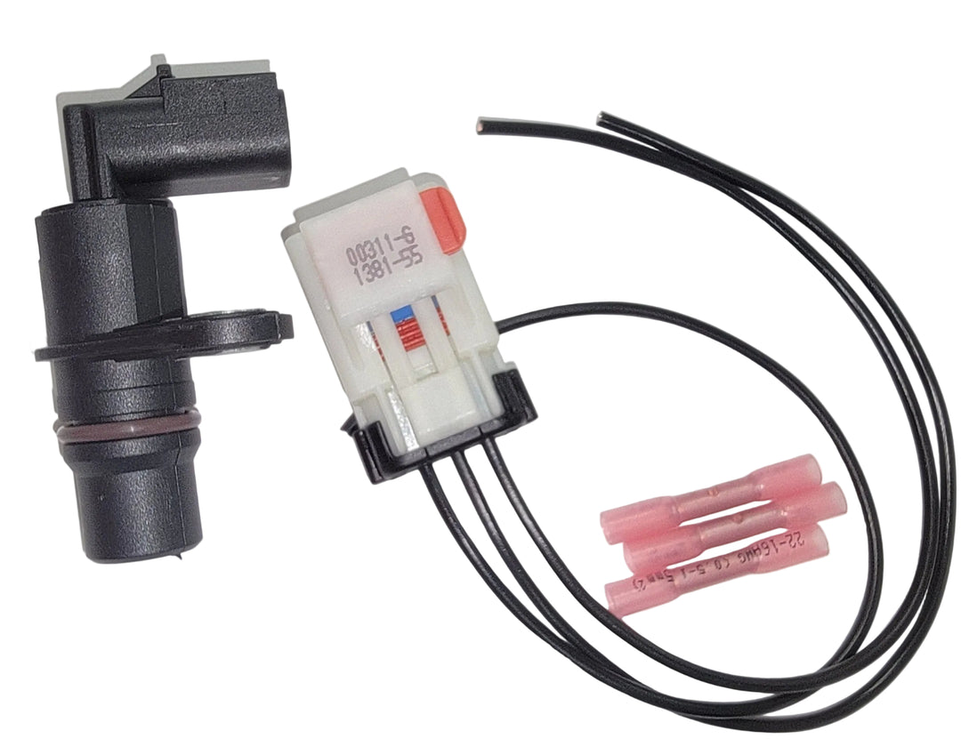 Advance Truck Parts USA 2872277 Cummins sensor and pigtail kit showing a clean studio view of the position sensor, wiring harness pigtail, and heat shrink connectors on a plain white background