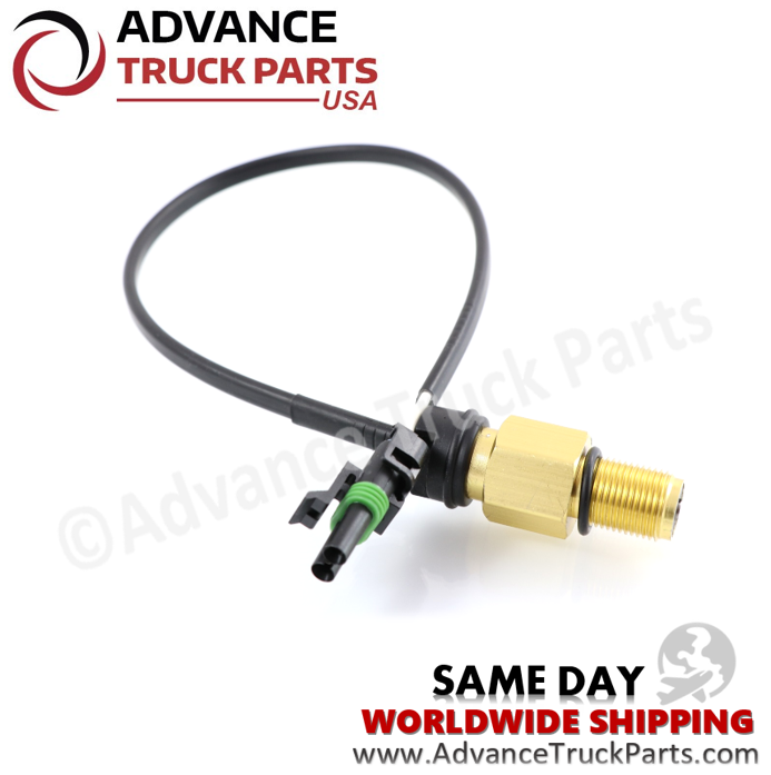 Advance Truck Parts USA 505-5510 Volvo truck speedometer sensor featuring M18 x 1.5 brass threaded body, black O-ring seal, and wire loop connector