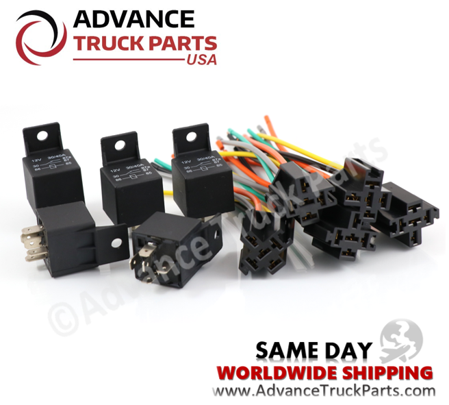 5 PACK RELAY 5 PIN 40 AMP &amp; HARNESS SOCKET SET