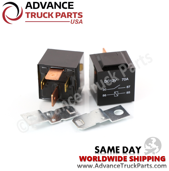 Advance Truck Parts 2 Pcs 12V (Volt) 4 Pin 70A (Amp) Heavy Duty Relay for Truck Bike Boat