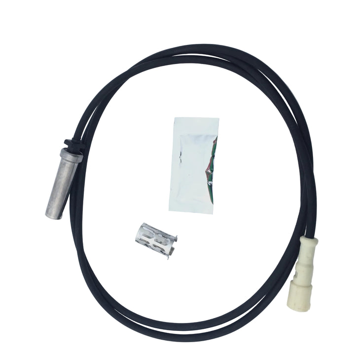 970-5012 ATP straight ABS sensor kit showing an overhead view of the 66-inch wired sensor probe, grease packet, and retaining clip on a plain white background