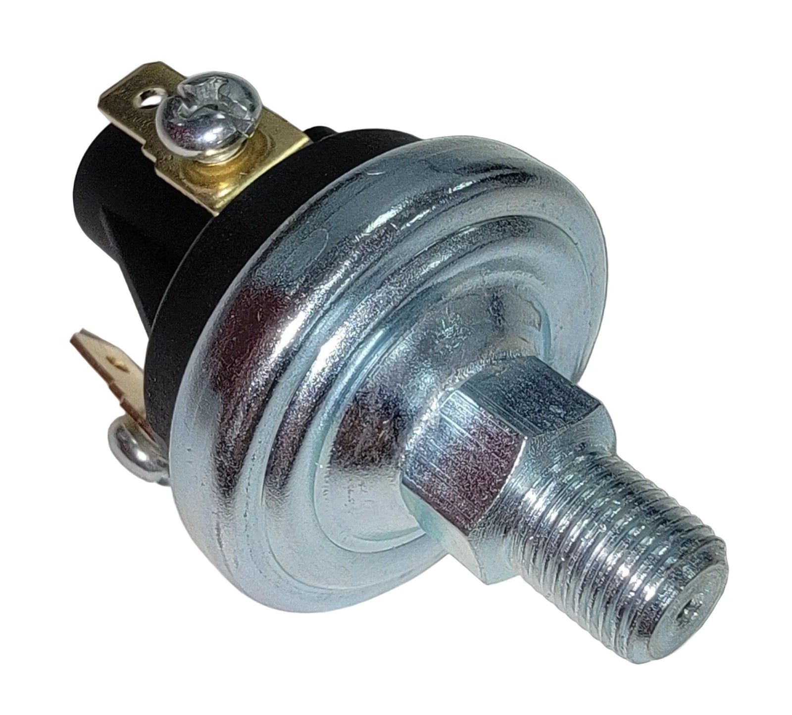 Advance Truck Parts USA W021280D air brake pressure switch showing a clean studio view of the threaded 1/8-inch fitting, metal housing, and screw terminals on a plain white background