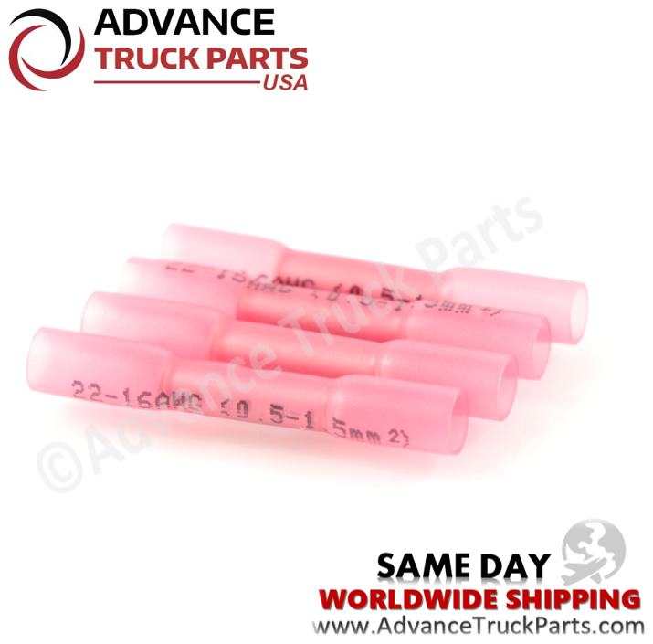 W091098 Heat Shrink Butt  Connectors Red Waterproof Butt  22-16 AWG