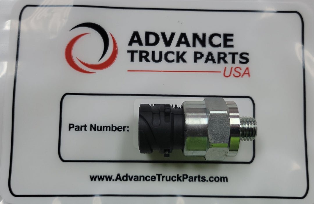 Advance Truck Parts USA A0045455514 Detroit oil pressure switch showing a studio view of the sensor in branded packaging 