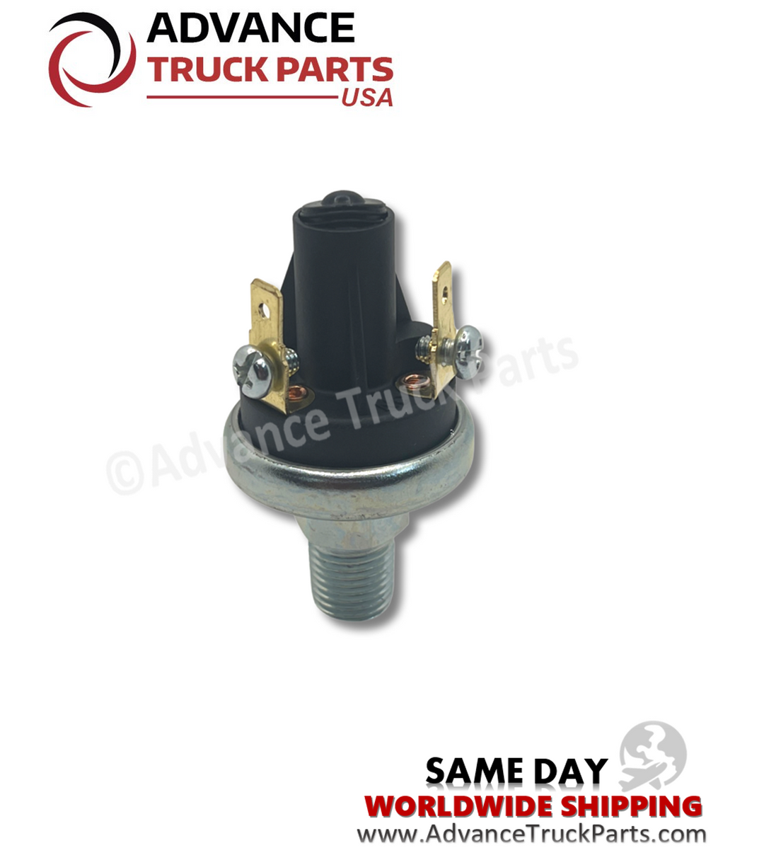 Advance Truck Parts USA branded studio vertical perspective view of the 0C3025 Generac oil pressure switch