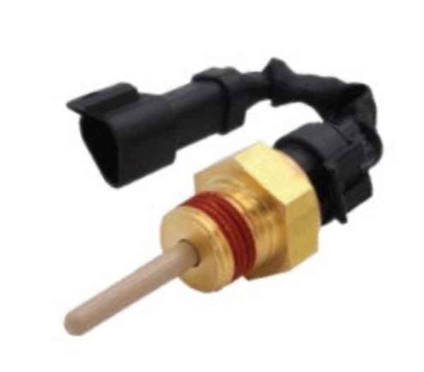 Advance Truck Parts USA 242985 capacitive level sensor featuring a brass threaded base, red thread sealant, probe tip, and attached pigtail harness connector 