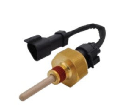Advance Truck Parts USA 430-9454 Caterpillar level sensor featuring a brass threaded housing with thread sealant, an elongated probe tip, and an attached pigtail harness connector on a plain background
