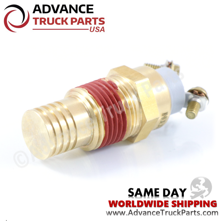 Advance Truck Parts USA branded studio view of the 8037032P temperature control fan switch showing threaded brass probe