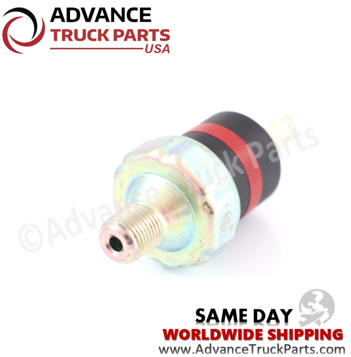 Advance Truck Parts USA branded studio front profile view showcasing the threaded port and metallic housing of the air pressure switch