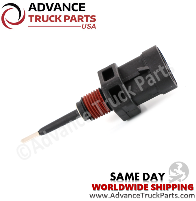 Advance Truck Parts USA branded studio angled perspective displaying the 1/4 NPT threaded fitting and overall length of the coolant probe