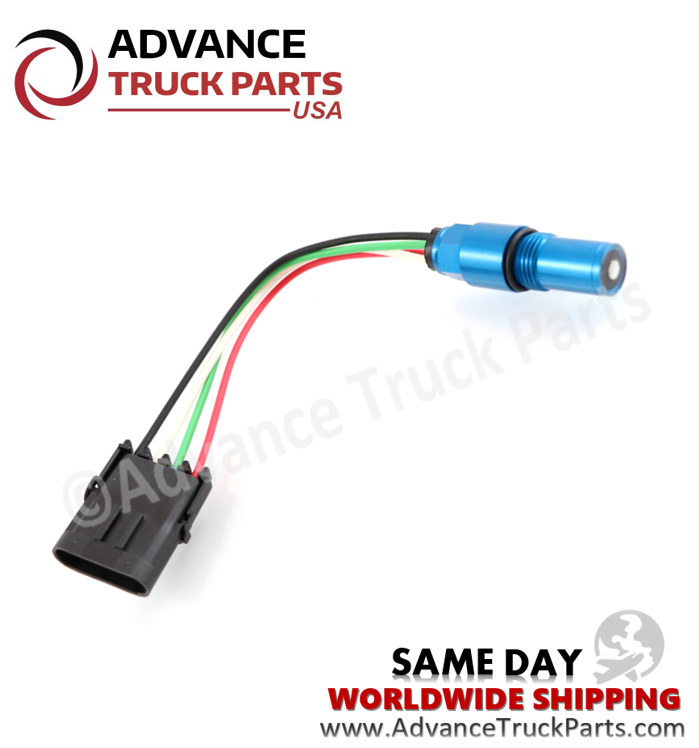 Advance Truck Parts USA branded studio view showing the multi-colored wire leads connecting the electrical plug to the blue body sensor
