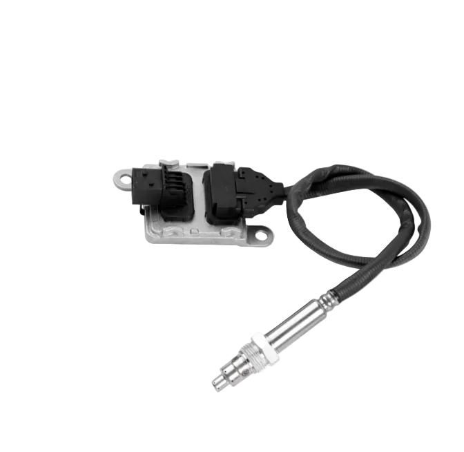 Advance Truck Parts DDE RA0101531928 inlet NOx sensor featuring a threaded probe, coiled harness, and control module on a plain background