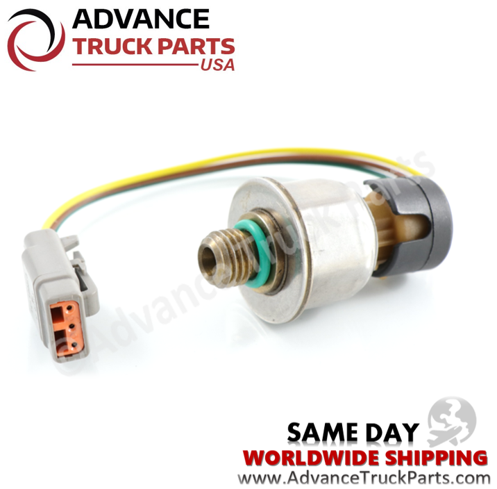 Advance Truck Parts USA branded studio view highlighting the threaded port and sealing O-ring of the injection control pressure sensor