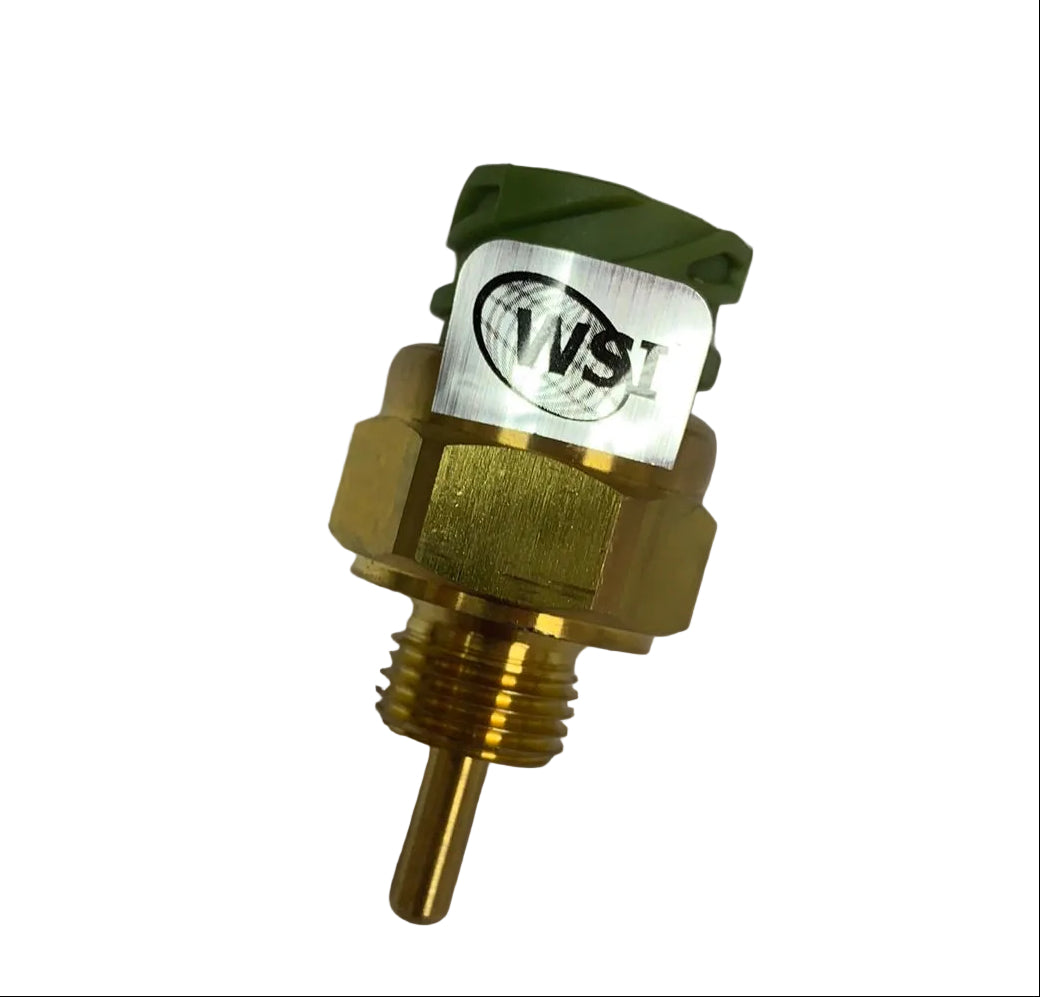 Advance Truck Parts USA International temperature sensor featuring a brass threaded body, probe tip, and branded label on a plain background