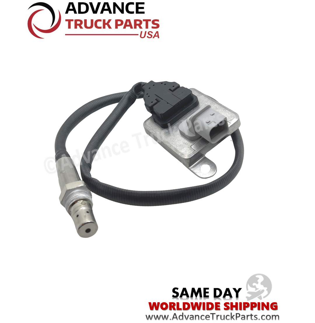 Advance Truck Parts USA branded studio full assembly view showcasing the heavy-duty nitrogen oxide sensor for Freightliner and Detroit Diesel applications